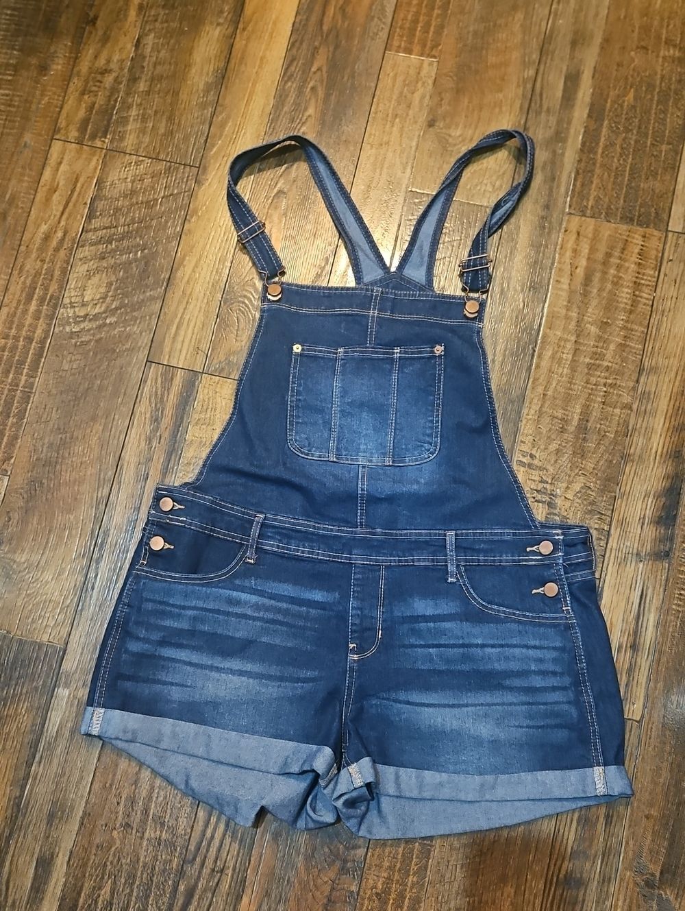 No Boundaries Women's Denim Overalls Shorts Size XL Jeans